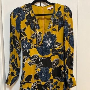 Parker NY Floral Dress in Yellow and Navy